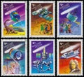 Set of stamps printed by Hungary, shows Halley`s Comet