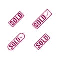 A set of stamps sold, vector illustration. Royalty Free Stock Photo