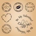 Set of vector stamps for valentine day - elements Royalty Free Stock Photo