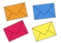 set of standard multi-colored envelopes, blank layouts