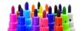 Set of standing vertical colorful felt pens