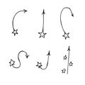 Set of star arrows, vector illustration, hand drawing