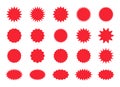 Set of star burst stickers. Vector starburst price tag icon. Set badge shape. Sale promo pricetags