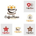 Set of Star Coffee Logo Design Template. Coffee Star logo concept vector. Creative Icon Symbol