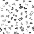 Set Star, Computer monitor, Computer and Joystick for arcade machine on seamless pattern. Vector Royalty Free Stock Photo