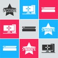 Set Star, Computer monitor and Video game console icon. Vector Royalty Free Stock Photo