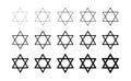 A set of Star of David, different thicknesses. Six-pointed star, hexagram. Seal of King Solomon. Symbol of Israel.