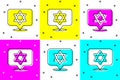 Set Star of David icon isolated on color background. Jewish religion symbol. Symbol of Israel. Vector Royalty Free Stock Photo