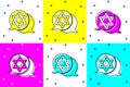 Set Star of David icon isolated on color background. Jewish religion symbol. Symbol of Israel. Vector Royalty Free Stock Photo