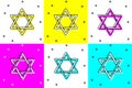 Set Star of David icon isolated on color background. Jewish religion symbol. Symbol of Israel. Vector Royalty Free Stock Photo