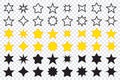 Set of star icons in different shapes. Line icons of stars. Golden star icons. Big collection of star icons. Vector star icons Royalty Free Stock Photo