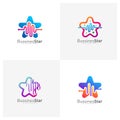 Set of Star Pulse Logo Template Design Vector, Concept, Creative Symbol, Icon Royalty Free Stock Photo