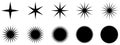 Set of Star ray sparkle burst icon black white vector illustration graphic design.