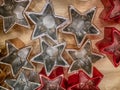 Set of star shaped Christmas candle holders Royalty Free Stock Photo