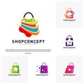 Set of Star Shop Logo Design Concept. Shopping center Logo Vector. Shop and gifts symbol