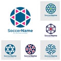 Set of Star Soccer logo template, Football Star logo design vector