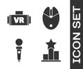 Set Star, Virtual reality glasses, Joystick for arcade machine and Computer mouse gaming icon. Vector