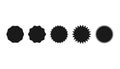 Set of starburst icons in black color. Isolated sunburst stickers. Price tags and labels. Star burst badge in simple design.