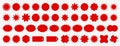 Set of starburst promotional badges, red price stickers and sunburst promo tags