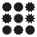 Set of starburst, sunburst badges for design. Vector illustration