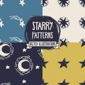 Set of starry seamless patterns