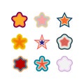 Set of stars icon cute cartoon isolated on white background. Symbol of effect colorful. Flat design.  Magic sparkle shape. Royalty Free Stock Photo