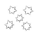 Set of stars icon. Design elements, clip arts on the theme of night sky, UFO, space. Doodle vector illustration Royalty Free Stock Photo