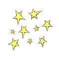 Set of stars icon. Simple color design elements, clip arts on theme of night sky, space, astronomy, kids design Royalty Free Stock Photo