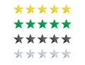 Set of stars rate in yellow, green, grey and black colors. Review or vote evaluation rank. Vector EPS 10.