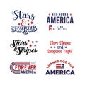 Set of Stars And Stripes Forever, American Typography Quote, Typography Design, Hand Lettering, USA, Motivation Quote Royalty Free Stock Photo