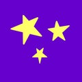 Set of stars. Vector color clip art, flat design element, icon on the theme of cosmos, night sky, UFO