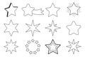 Set of stars. Vector image of black silhouettes of star icons. Flat outline stardom. Stock image