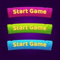Set of 3 Start Game Buttons for arcade video games. Royalty Free Stock Photo