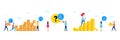 Set of Start presentation, Quick tips and Delivery man line icons. For design. Vector