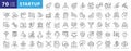 Set of 70 Start up web icons in line style. Royalty Free Stock Photo