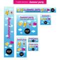 Set of static banners with summer party theme Royalty Free Stock Photo