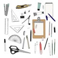 Set of stationary , hand draw element sketch vector. work place