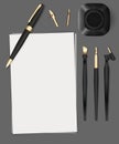 Set of stationery on a gray background Royalty Free Stock Photo