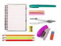 A set of stationery items