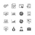 Set of Statistics, Accounting and Report icons.