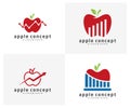 Set of Stats Apple logo design vector template, Fruits Apple icon symbol Royalty Free Stock Photo