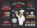 Set of steak and grill restaurant logo label design Royalty Free Stock Photo