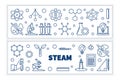 Set of 2 STEAM vector concept outline horizontal banners Royalty Free Stock Photo