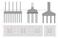 Set of steel column foundation in reinforced concrete block. Eps Vector ..