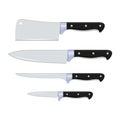 Set of Steel Kitchen Knives. Icon Realistic Cutlery Different Kitchenware Knives. Chopping Knives.