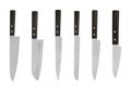 Set of steel kitchen knives, isolated on white background with clipping path. Chef knife Royalty Free Stock Photo