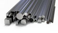 Set steel rolled products. Metal products. 3d rendering