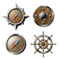 Set of Steel and Wooden Nautical elements Royalty Free Stock Photo