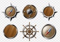 Set of Steel and Wooden Nautical elements Royalty Free Stock Photo