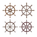 Set of steering boat wheels. Travel concept. Rudder, helm symbol